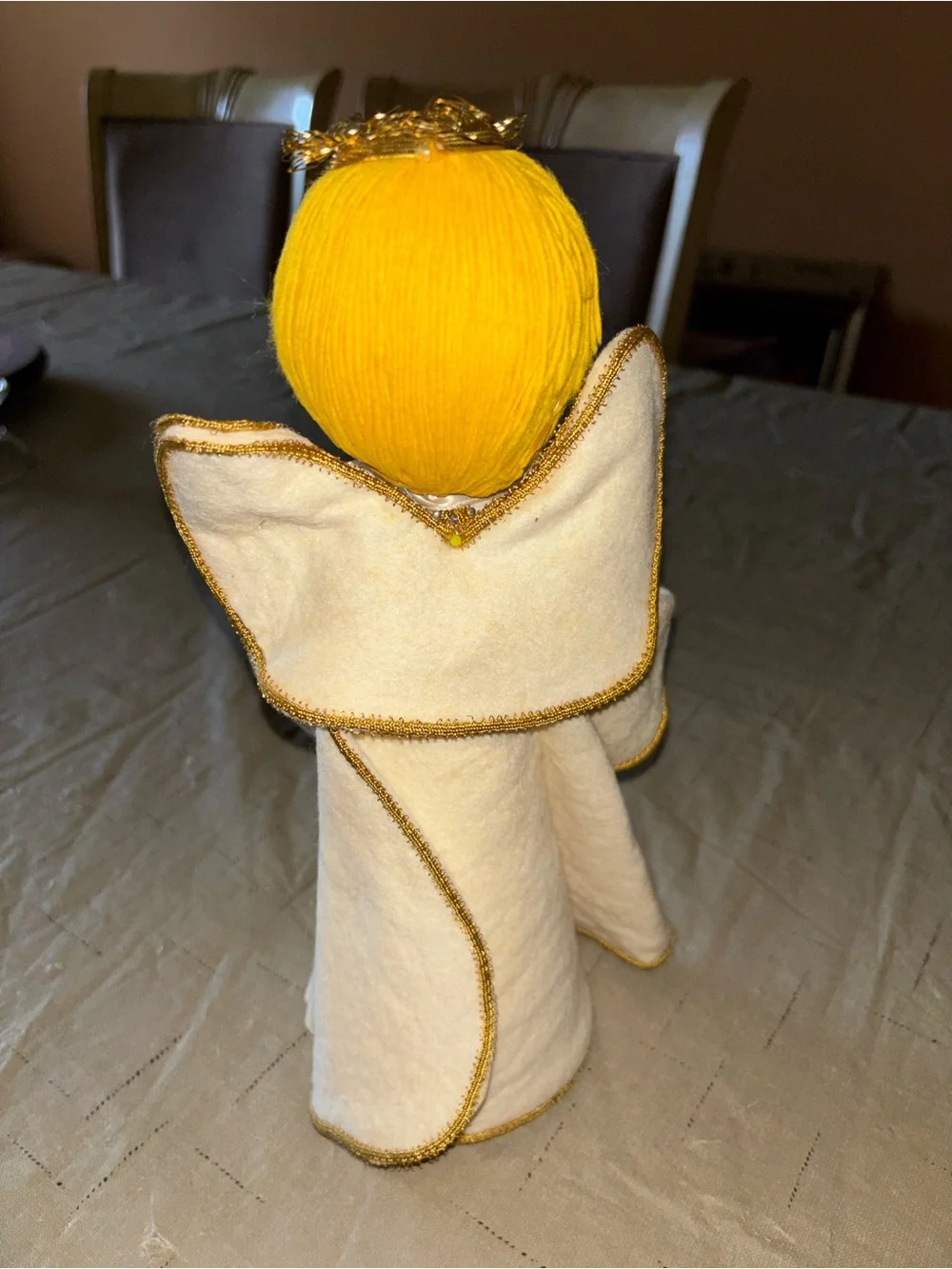 Vintage Plush Christmas Angel Tabletop Decoration 11”